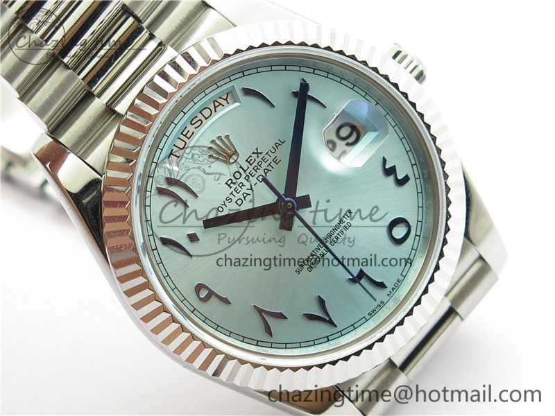 MoistureWicking Day Date 40mm SS BP Maker Best Edition Fluted Bezel Blue Dial Arabic Markers On SS Bracelet A 2886