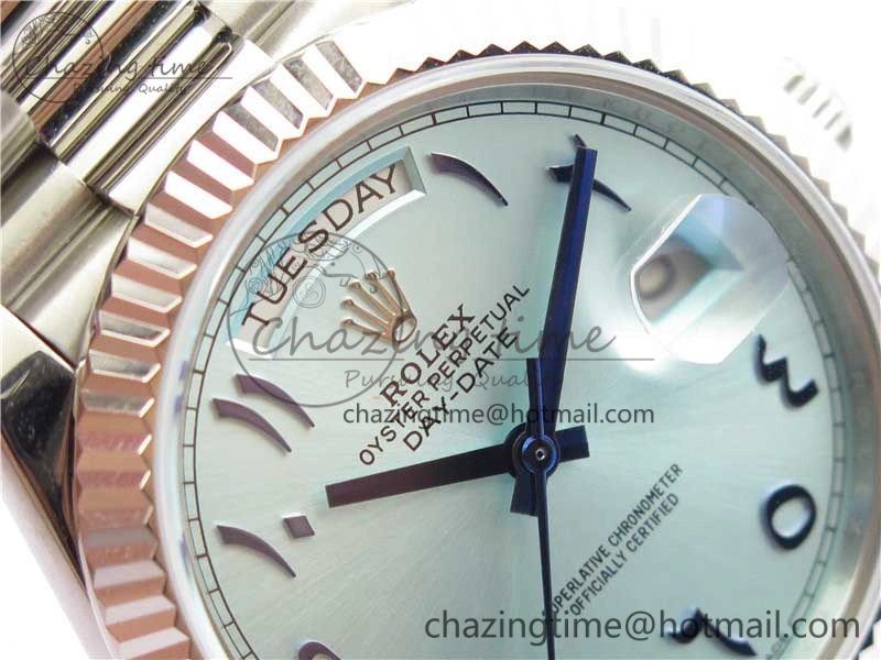 MoistureWicking Day Date 40mm SS BP Maker Best Edition Fluted Bezel Blue Dial Arabic Markers On SS Bracelet A 2886