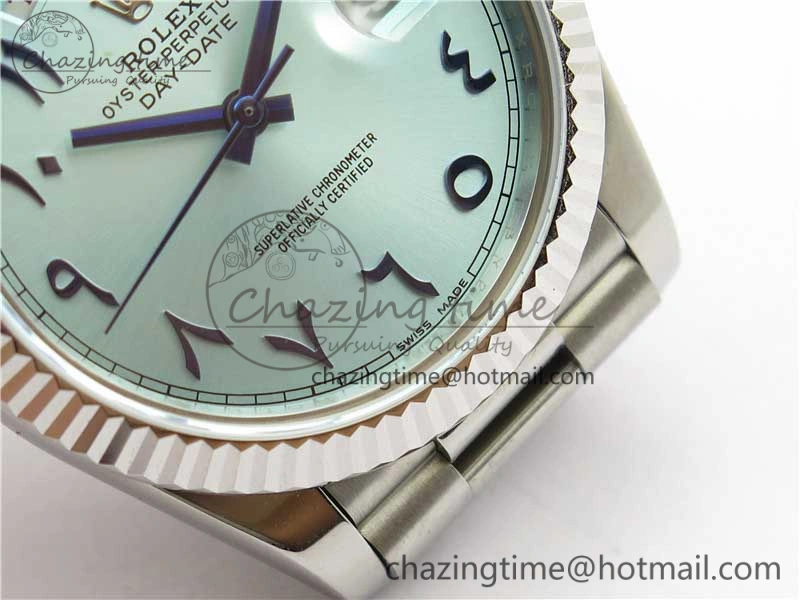 MoistureWicking Day Date 40mm SS BP Maker Best Edition Fluted Bezel Blue Dial Arabic Markers On SS Bracelet A 2886