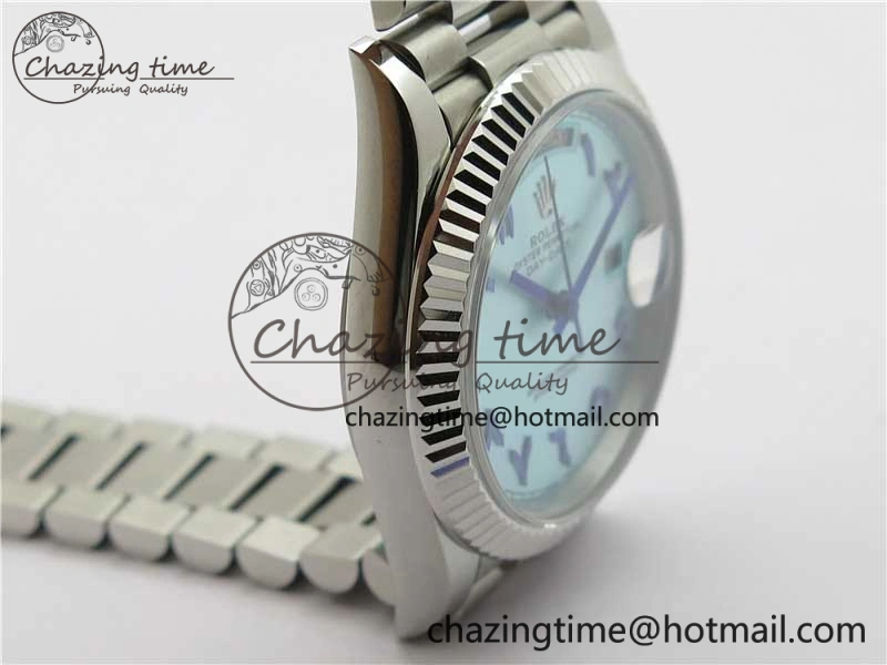 MoistureWicking Day Date 40mm SS BP Maker Best Edition Fluted Bezel Blue Dial Arabic Markers On SS Bracelet A 2886