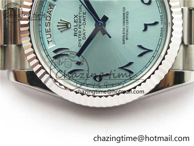 MoistureWicking Day Date 40mm SS BP Maker Best Edition Fluted Bezel Blue Dial Arabic Markers On SS Bracelet A 2886