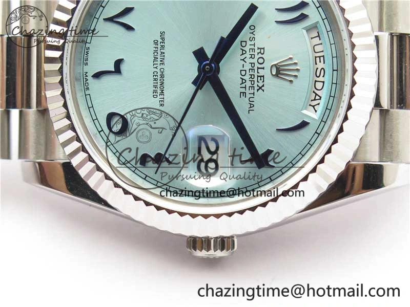 MoistureWicking Day Date 40mm SS BP Maker Best Edition Fluted Bezel Blue Dial Arabic Markers On SS Bracelet A 2886
