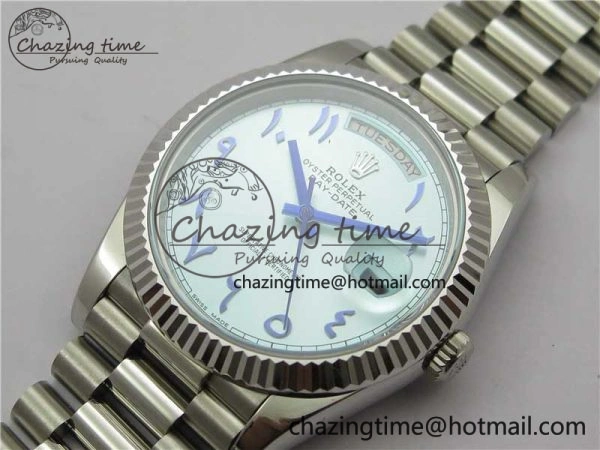 MoistureWicking Day Date 40mm SS BP Maker Best Edition Fluted Bezel Blue Dial Arabic Markers On SS Bracelet A 2886
