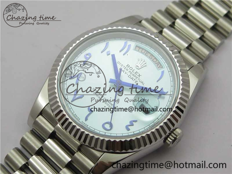 MoistureWicking Day Date 40mm SS BP Maker Best Edition Fluted Bezel Blue Dial Arabic Markers On SS Bracelet A 2886