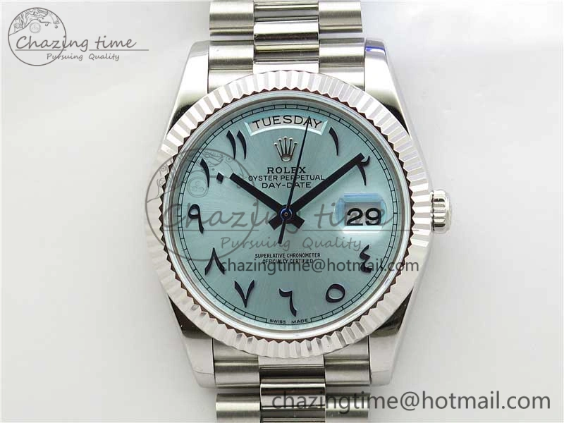 MoistureWicking Day Date 40mm SS BP Maker Best Edition Fluted Bezel Blue Dial Arabic Markers On SS Bracelet A 2886