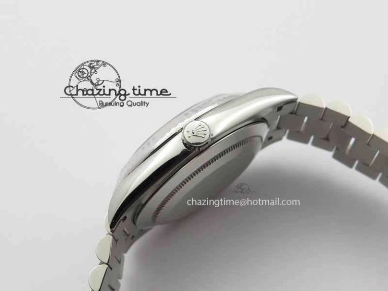 Day Date 40mm SS BP Maker Best Edition Ice Blue Dial Diamond Markers On SS Bracelet A Youthful 3702
