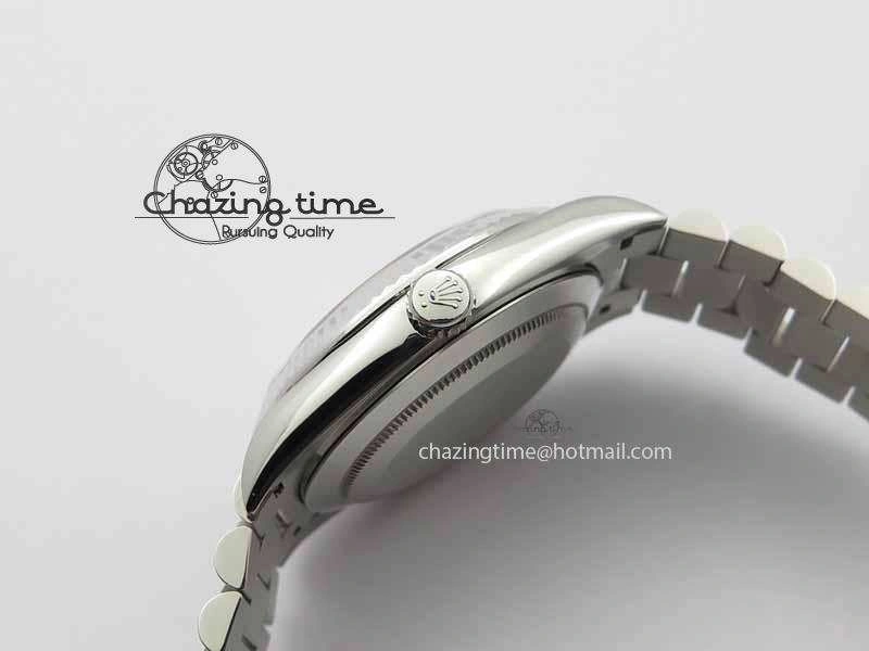 Day Date 40mm SS BP Maker Best Edition Ice Blue Dial Diamond Markers On SS Bracelet A Youthful 3702