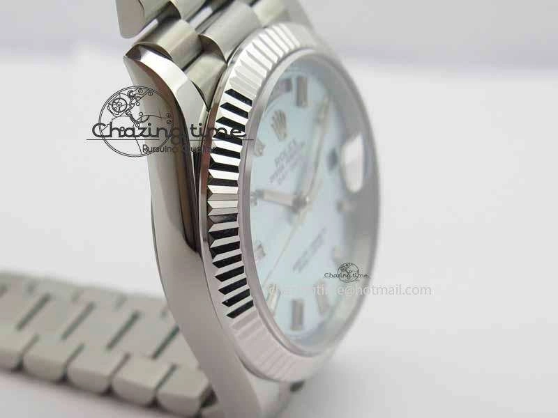 EasyMatch Day Date 40mm SS BP Maker Best Edition Ice Blue Dial Diamond Markers On SS Bracelet ETA 3700