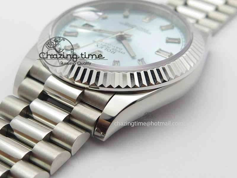 EasyMatch Day Date 40mm SS BP Maker Best Edition Ice Blue Dial Diamond Markers On SS Bracelet ETA 3700