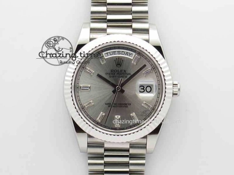 Cozy Day Date 40mm SS BP Maker Best Edition Silver Dial Diamond Markers On SS Bracelet A 3694