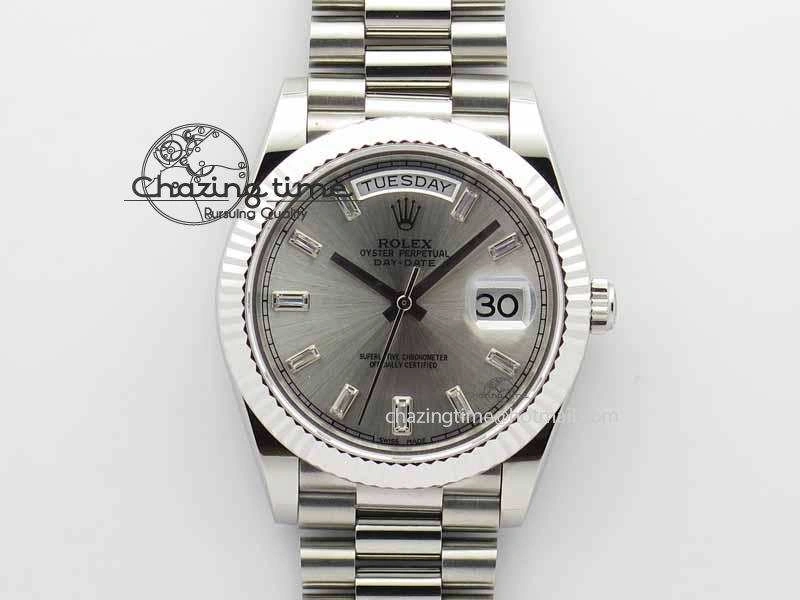 Cozy Day Date 40mm SS BP Maker Best Edition Silver Dial Diamond Markers On SS Bracelet A 3694