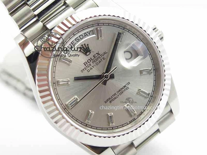 Cozy Day Date 40mm SS BP Maker Best Edition Silver Dial Diamond Markers On SS Bracelet A 3694