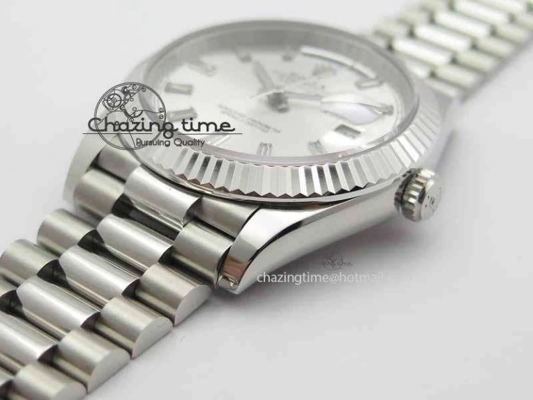 Cozy Day Date 40mm SS BP Maker Best Edition Silver Dial Diamond Markers On SS Bracelet A 3694