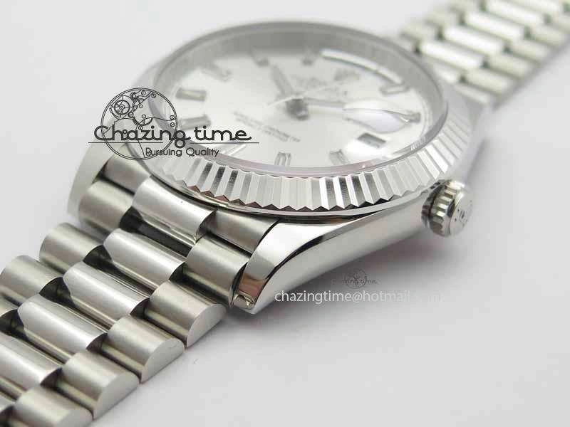 Cozy Day Date 40mm SS BP Maker Best Edition Silver Dial Diamond Markers On SS Bracelet A 3694