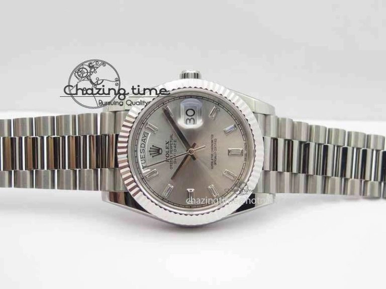 Day Date 40mm SS BP Maker Best Edition Silver Dial Diamond Markers On SS Bracelet ETA Refined 3690