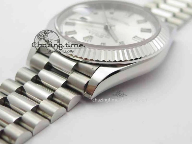 Day Date 40mm SS BP Maker Best Edition Silver Dial Diamond Markers On SS Bracelet ETA Refined 3690
