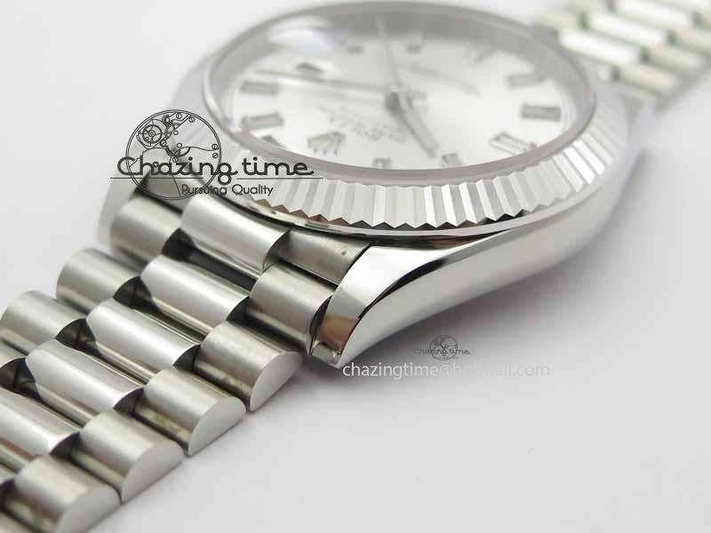 Day Date 40mm SS BP Maker Best Edition Silver Dial Diamond Markers On SS Bracelet ETA Refined 3690