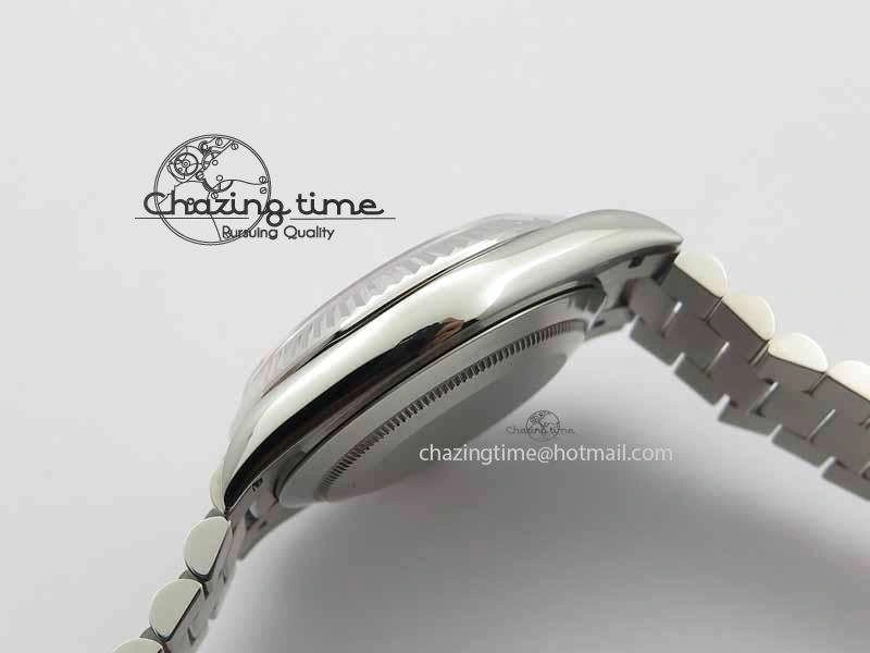 Day Date 40mm SS BP Maker Best Edition Silver Dial Diamond Markers On SS Bracelet ETA Refined 3690