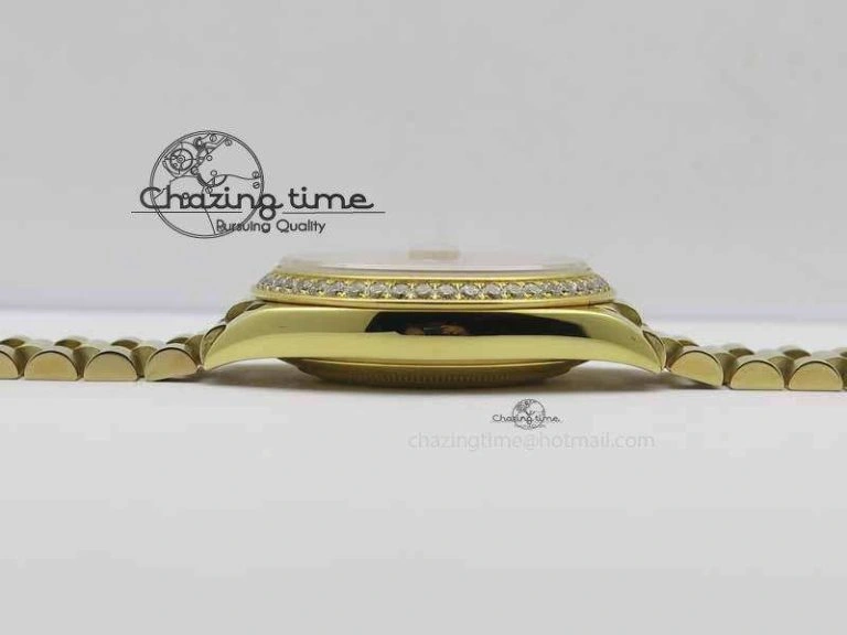 Day Date 40mm Wrapped YG BP Maker Best Edition Gold Dial Diamond Bezel On YG Bracelet ETA Timeless 3683