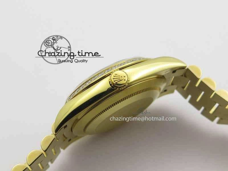Day Date 40mm Wrapped YG BP Maker Best Edition Gold Dial Diamond Bezel On YG Bracelet ETA Timeless 3683