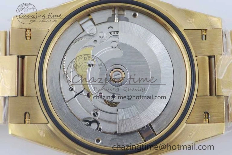 Breathable Day Date 40mm YG 904L Steel TWF 1:1 Best Edition Green Roman Dial on YG Bracelet A 2346