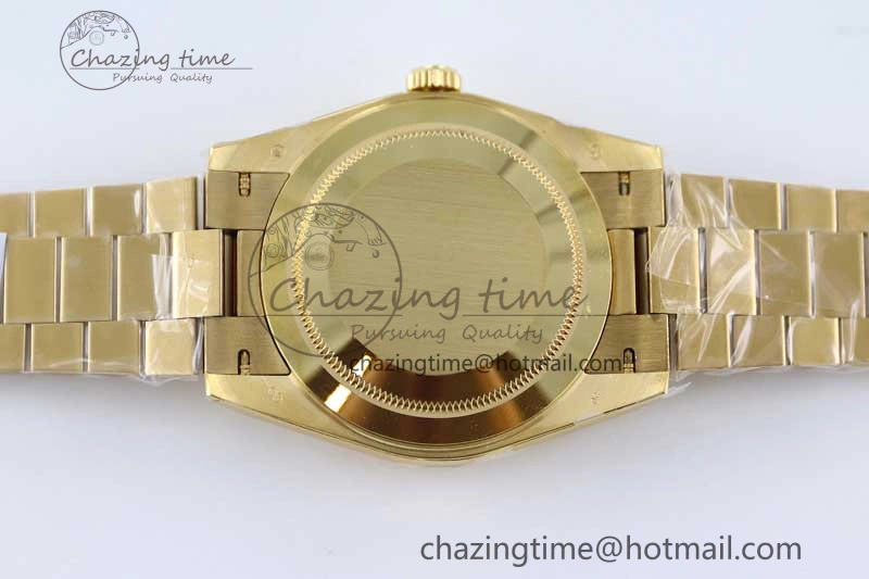 Breathable Day Date 40mm YG 904L Steel TWF 1:1 Best Edition Green Roman Dial on YG Bracelet A 2346