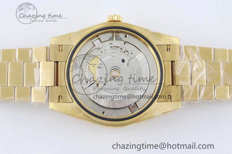 Practical Day Date 40mm YG 904L Steel TWF 1:1 Best Edition Silver Roman Dial on YG Bracelet A 2369