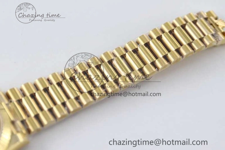 Practical Day Date 40mm YG 904L Steel TWF 1:1 Best Edition Silver Roman Dial on YG Bracelet A 2369