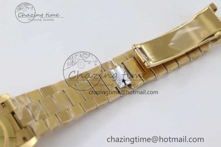 Practical Day Date 40mm YG 904L Steel TWF 1:1 Best Edition Silver Roman Dial on YG Bracelet A 2369