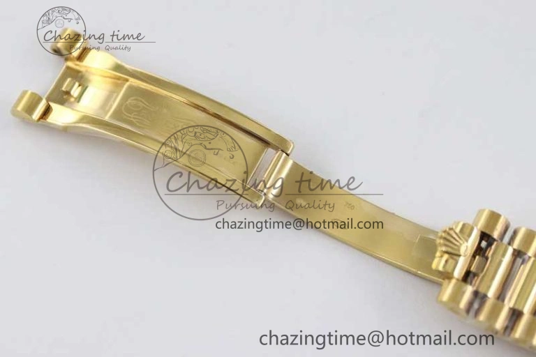 Practical Day Date 40mm YG 904L Steel TWF 1:1 Best Edition Silver Roman Dial on YG Bracelet A 2369