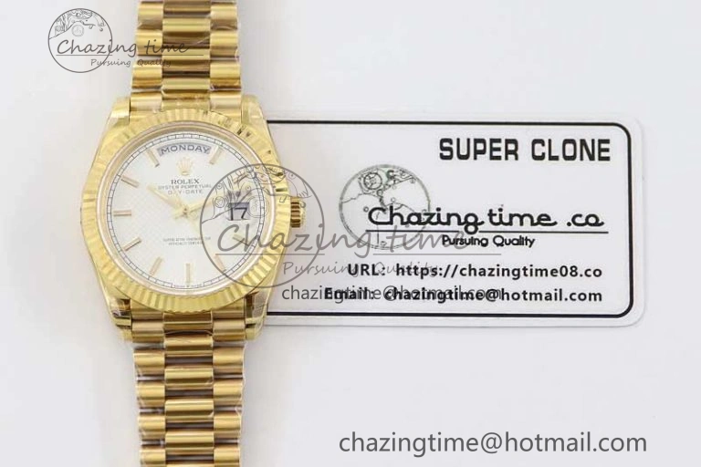 Sporty Day Date 40mm YG 904L Steel TWF 1:1 Best Edition White Dial on YG Bracelet A 2368
