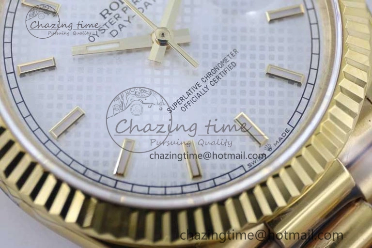 Sporty Day Date 40mm YG 904L Steel TWF 1:1 Best Edition White Dial on YG Bracelet A 2368