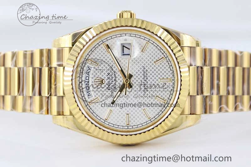 Sporty Day Date 40mm YG 904L Steel TWF 1:1 Best Edition White Dial on YG Bracelet A 2368
