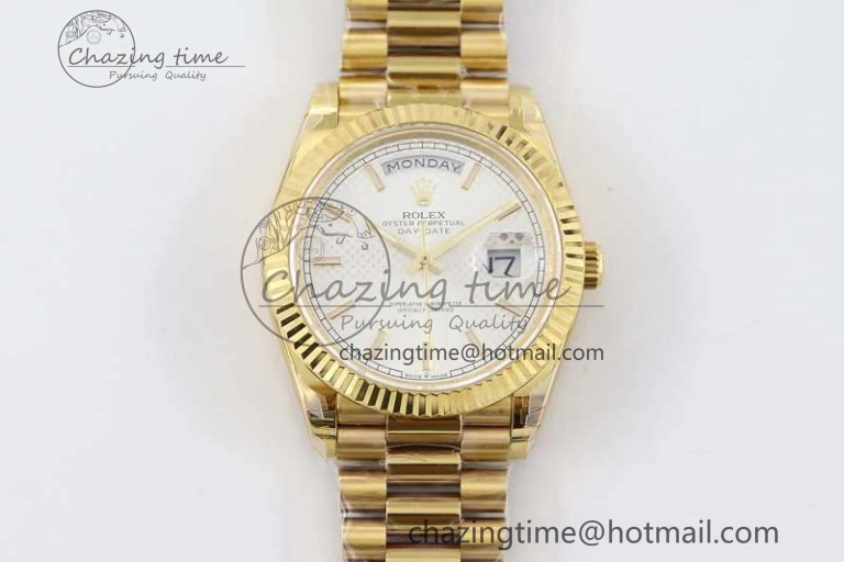 Sporty Day Date 40mm YG 904L Steel TWF 1:1 Best Edition White Dial on YG Bracelet A 2368
