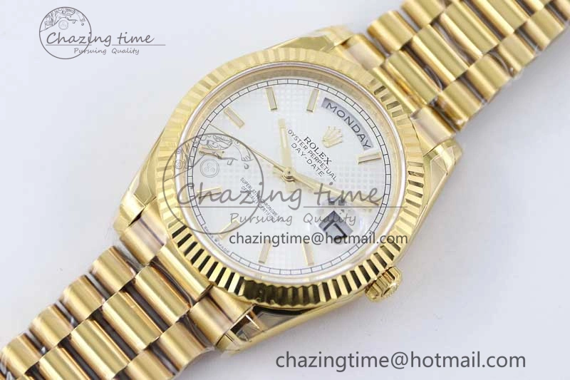 Sporty Day Date 40mm YG 904L Steel TWF 1:1 Best Edition White Dial on YG Bracelet A 2368