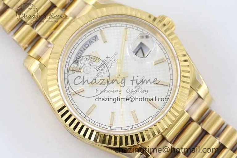 Sporty Day Date 40mm YG 904L Steel TWF 1:1 Best Edition White Dial on YG Bracelet A 2368