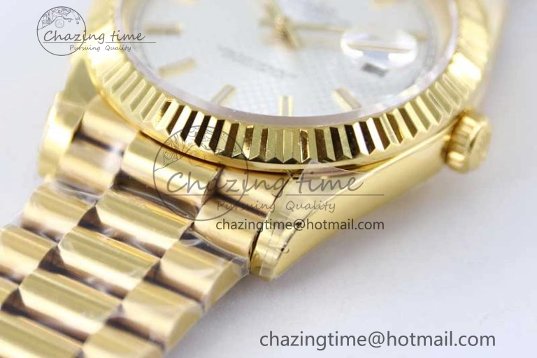 Sporty Day Date 40mm YG 904L Steel TWF 1:1 Best Edition White Dial on YG Bracelet A 2368