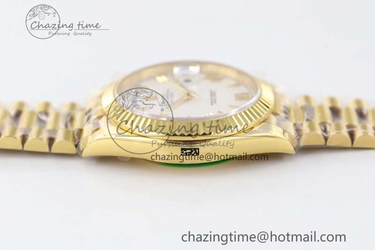 Day Date 40mm YG 904L Steel TWF 1:1 Best Edition White Roman Dial on YG Bracelet A Classic 2370
