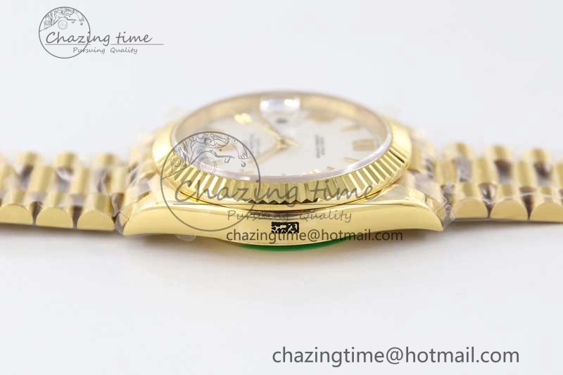 Day Date 40mm YG 904L Steel TWF 1:1 Best Edition White Roman Dial on YG Bracelet A Classic 2370