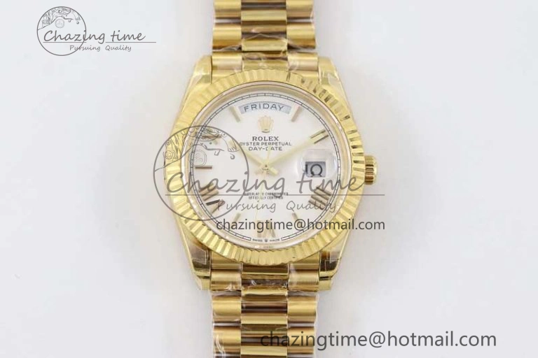 Day Date 40mm YG 904L Steel TWF 1:1 Best Edition White Roman Dial on YG Bracelet A Classic 2370