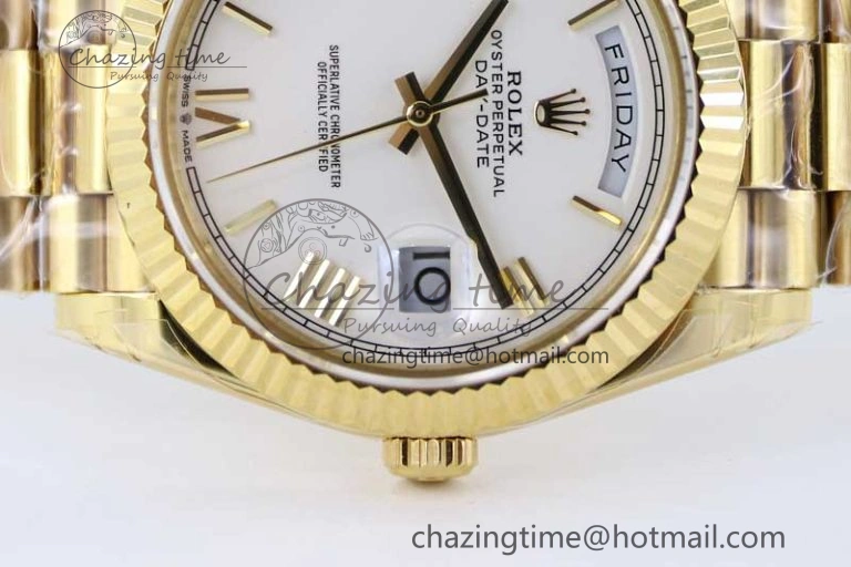 Day Date 40mm YG 904L Steel TWF 1:1 Best Edition White Roman Dial on YG Bracelet A Classic 2370