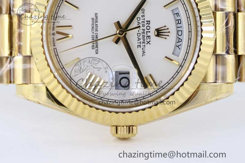 Day Date 40mm YG 904L Steel TWF 1:1 Best Edition White Roman Dial on YG Bracelet A Classic 2370