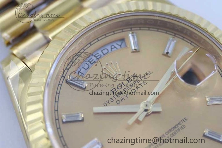 FashionForward Day Date 40mm YG 904L Steel TWF 1:1 Best Edition YG Crystal Dial on YG Bracelet A 2366