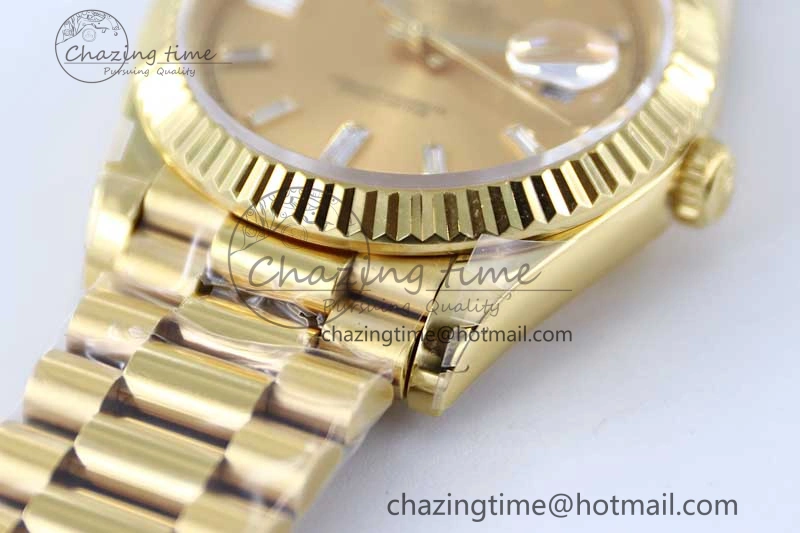 FashionForward Day Date 40mm YG 904L Steel TWF 1:1 Best Edition YG Crystal Dial on YG Bracelet A 2366