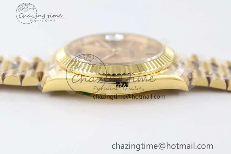 TechFriendly Day Date 40mm YG 904L Steel TWF 1:1 Best Edition YG Crystal Dial on YG Bracelet A 2347