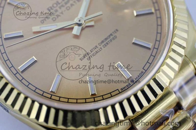 TechFriendly Day Date 40mm YG 904L Steel TWF 1:1 Best Edition YG Crystal Dial on YG Bracelet A 2347
