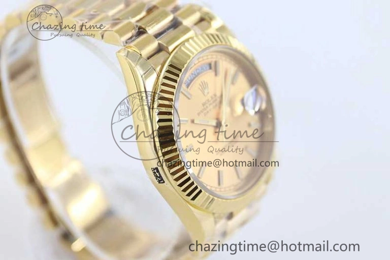 TechFriendly Day Date 40mm YG 904L Steel TWF 1:1 Best Edition YG Crystal Dial on YG Bracelet A 2347