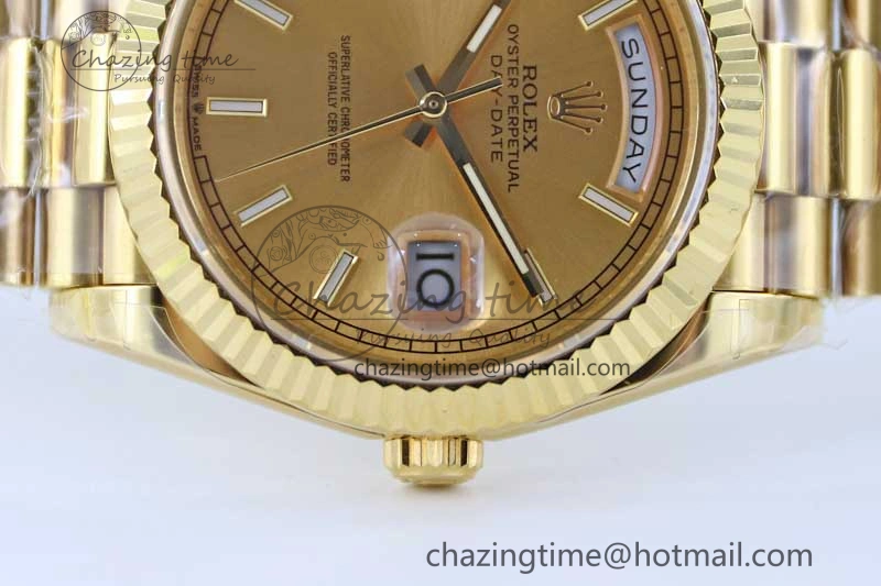 TechFriendly Day Date 40mm YG 904L Steel TWF 1:1 Best Edition YG Crystal Dial on YG Bracelet A 2347