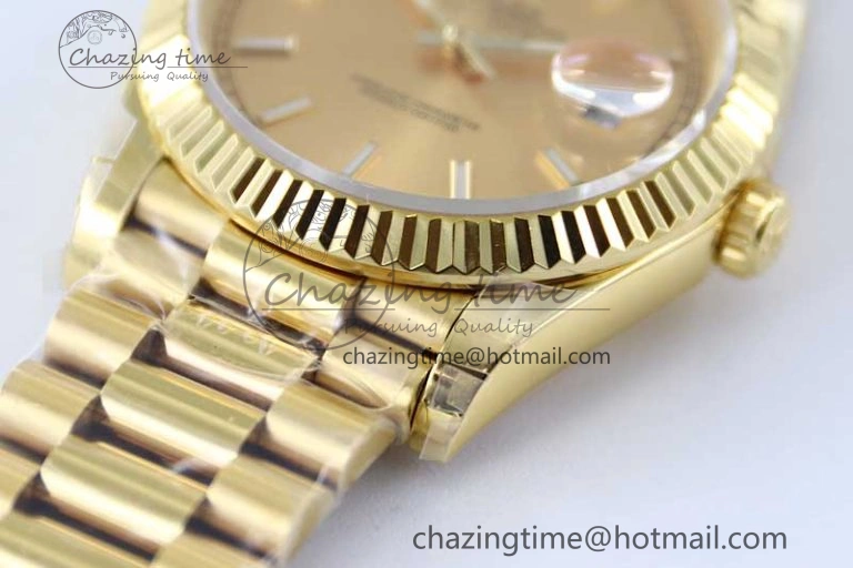 TechFriendly Day Date 40mm YG 904L Steel TWF 1:1 Best Edition YG Crystal Dial on YG Bracelet A 2347