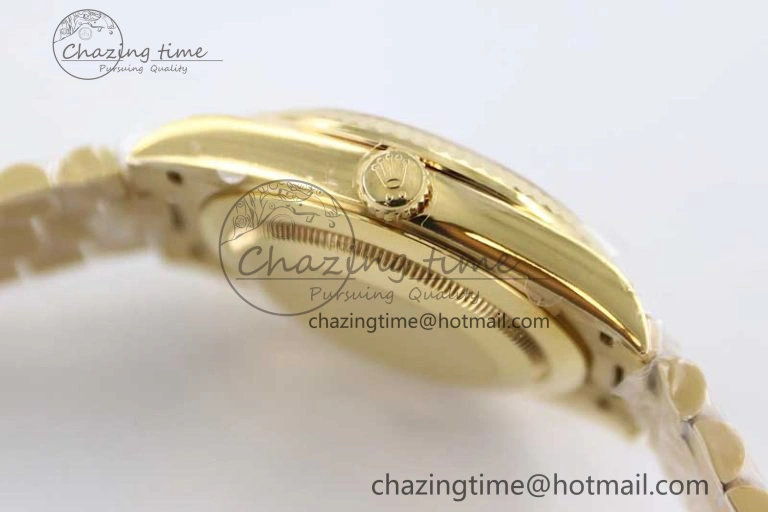 TechFriendly Day Date 40mm YG 904L Steel TWF 1:1 Best Edition YG Crystal Dial on YG Bracelet A 2347